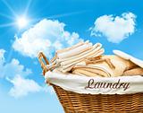 Laundry basket  against a blue sky