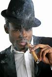 African american man smoking cigar portrait