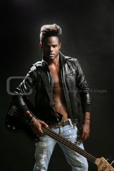 Afro american leather rock star musician