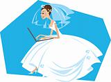 Bride working on a computer