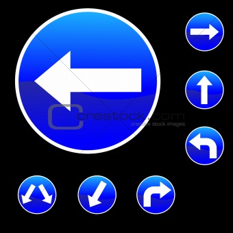 Seven Round Shape Blue Road Signs