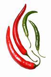 Red and green hot peppers