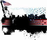 Banner with American images. Vector illustration