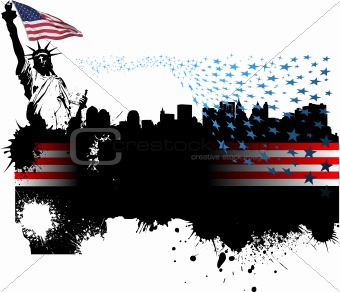 Banner with American images. Vector illustration
