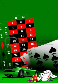 Casino elements with sport car image. Vector illustration