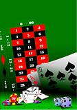 Casino elements on green table. Vector illustration