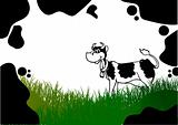 Country landscape with cow skin image. Vector illustration
