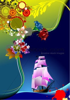 Floral background. Vector illustration. Invitation card