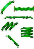 Six green ribbons. Vector illustration