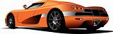 Orange sport  car on the road. Vector illustration