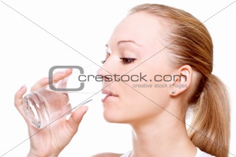 beautiful woman drinking water