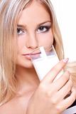 beautiful woman drinking milk