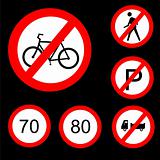 Six Round Prohibitory Road Signs Set 3