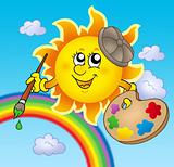 Sun artist with rainbow