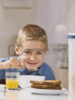 Boy Eating Breakfast