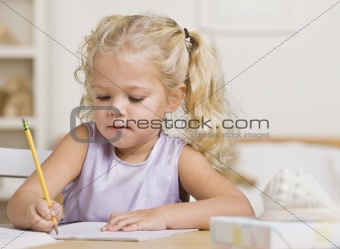 Girl Writing in a Notebook