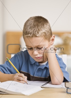 Boy Working on Homework