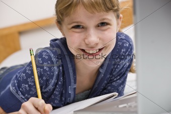 Girl Working on Homework