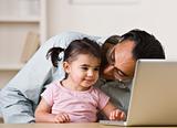 Father And Daughter Playing on Computer