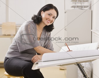 Attractive Woman Writing
