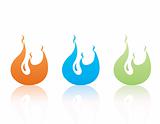 Set of colorful vector flames