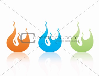 Set of colorful vector flames