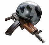 Helmet and automatic A.K.S.-74U