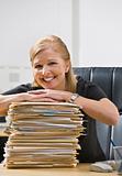 Woman in Office with Paperwork