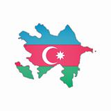 map and flag of  Azerbaijani