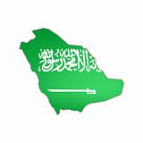 map and flag of saudi arabia