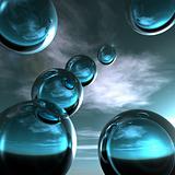 Abstract Blue Glass Spheres