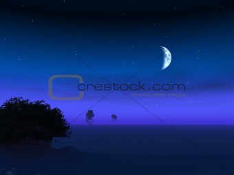 Moon on Horizon Dusk