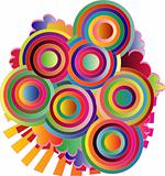 Abstract circles with colorful lines