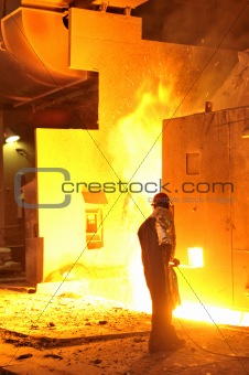 worker with hot steel