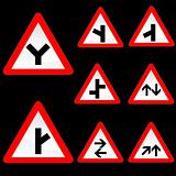 Eight Triangle Shape Red White Road Signs Set 2