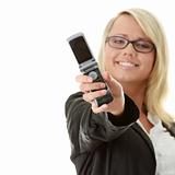 Attractive young business women with cellular phone