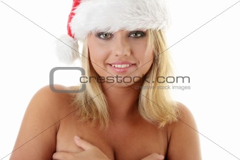 Woman in santa hat