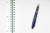 close up of notebook and pencil on white background with clipping path