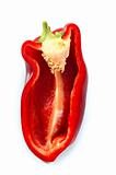 Half red pepper isolated over white