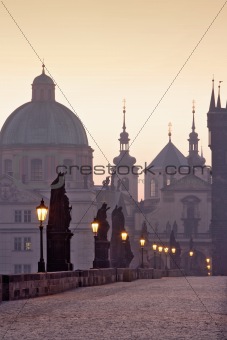 view of spire of the old town from charles bridge