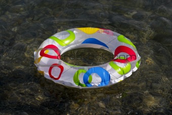 Inflatable ring floating on the sea