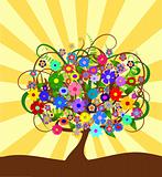 colorful abstract flower tree