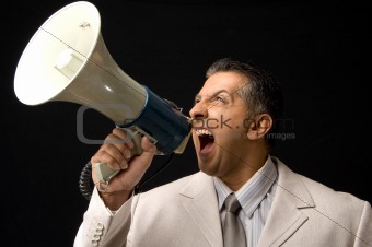 Ceo shouting through megaphone