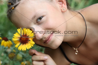 Girl And Flower