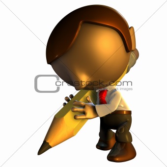 3d business man character with pencil