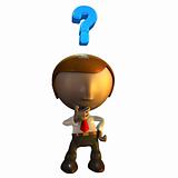 3d business man character with question mark