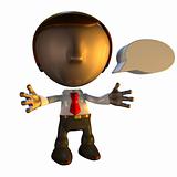 3d business man character with speech bubble