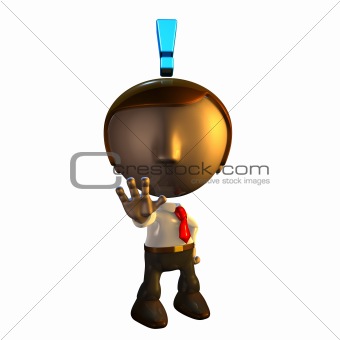 3d business man character with exclamation mark 