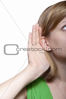 young woman listening to gossip