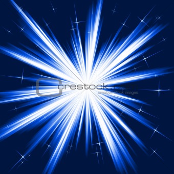 Blue light, star burst, stylised fireworks